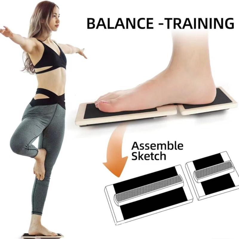 Balance Board Wobble - Planche d'équilibre monopode en bois antidérapante