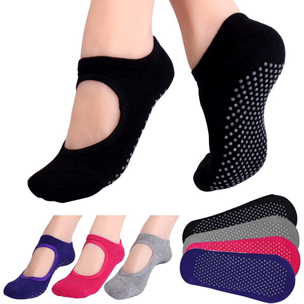 Pilate Yoga Workout - Chaussettes de Pilates antidérapantes, dos nu,